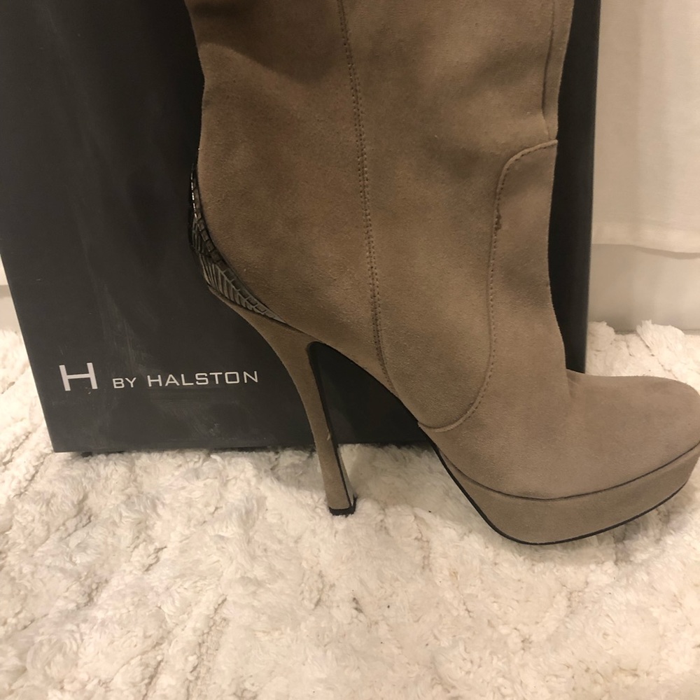 Halston for Bakers Taupe Suede Over the Knee boots